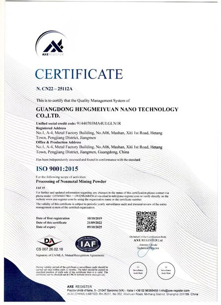 Cina Guangdong XiMi New Material Technology Co., Ltd Certificazioni